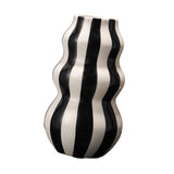 Maxbell Painted Striped Ceramic Vase Centerpiece for Bookshelf Wedding Room Entrance Black