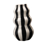 Maxbell Painted Striped Ceramic Vase Centerpiece for Bookshelf Wedding Room Entrance Black