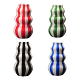 Maxbell Painted Striped Ceramic Vase Centerpiece for Bookshelf Wedding Room Entrance Black