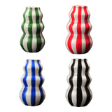 Maxbell Painted Striped Ceramic Vase Centerpiece for Bookshelf Wedding Room Entrance Black