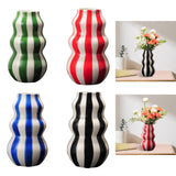 Maxbell Painted Striped Ceramic Vase Centerpiece for Bookshelf Wedding Room Entrance Black