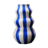 Maxbell Painted Striped Ceramic Vase Centerpiece for Bookshelf Wedding Room Entrance Blue