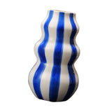 Maxbell Painted Striped Ceramic Vase Centerpiece for Bookshelf Wedding Room Entrance Blue