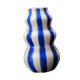 Maxbell Painted Striped Ceramic Vase Centerpiece for Bookshelf Wedding Room Entrance Blue