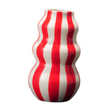 Maxbell Painted Striped Ceramic Vase Centerpiece for Bookshelf Wedding Room Entrance Red