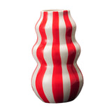 Maxbell Painted Striped Ceramic Vase Centerpiece for Bookshelf Wedding Room Entrance Red