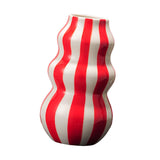 Maxbell Painted Striped Ceramic Vase Centerpiece for Bookshelf Wedding Room Entrance Red