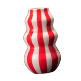 Maxbell Painted Striped Ceramic Vase Centerpiece for Bookshelf Wedding Room Entrance Red