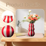 Maxbell Painted Striped Ceramic Vase Centerpiece for Bookshelf Wedding Room Entrance Red