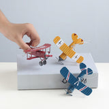 Maxbell Small Biplane Plane Model Mini Vintage Airplane Model for Birthday Christmas