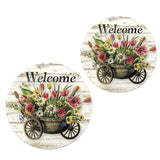 Maxbell Flower Welcome Door Sign Wood Sign Front Door Decor for Window Porch Holiday 20x20cm