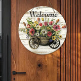 Maxbell Flower Welcome Door Sign Wood Sign Front Door Decor for Window Porch Holiday 20x20cm