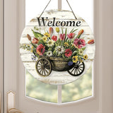 Maxbell Flower Welcome Door Sign Wood Sign Front Door Decor for Window Porch Holiday 20x20cm