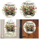 Maxbell Flower Welcome Door Sign Wood Sign Front Door Decor for Window Porch Holiday 20x20cm