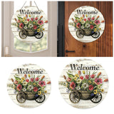 Maxbell Flower Welcome Door Sign Wood Sign Front Door Decor for Window Porch Holiday 20x20cm