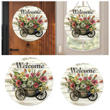 Maxbell Flower Welcome Door Sign Wood Sign Front Door Decor for Window Porch Holiday 20x20cm