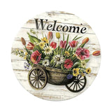 Maxbell Flower Welcome Door Sign Wood Sign Front Door Decor for Window Porch Holiday 30x30cm