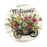 Maxbell Flower Welcome Door Sign Wood Sign Front Door Decor for Window Porch Holiday 30x30cm
