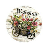 Maxbell Flower Welcome Door Sign Wood Sign Front Door Decor for Window Porch Holiday 30x30cm