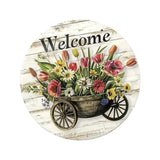 Maxbell Flower Welcome Door Sign Wood Sign Front Door Decor for Window Porch Holiday 30x30cm