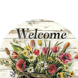 Maxbell Flower Welcome Door Sign Wood Sign Front Door Decor for Window Porch Holiday 30x30cm