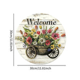 Maxbell Flower Welcome Door Sign Wood Sign Front Door Decor for Window Porch Holiday 30x30cm