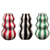 Maxbell Painted Striped Ceramic Vase Craft Home Decor for Cabinet Living Room Office Red