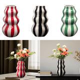 Maxbell Painted Striped Ceramic Vase Craft Home Decor for Cabinet Living Room Office Red
