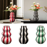 Maxbell Painted Striped Ceramic Vase Craft Home Decor for Cabinet Living Room Office Red