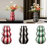 Maxbell Painted Striped Ceramic Vase Craft Home Decor for Cabinet Living Room Office Red