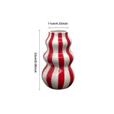 Maxbell Painted Striped Ceramic Vase Craft Home Decor for Cabinet Living Room Office Red