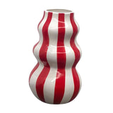 Maxbell Painted Striped Ceramic Vase Craft Home Decor for Cabinet Living Room Office Red