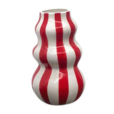 Maxbell Painted Striped Ceramic Vase Craft Home Decor for Cabinet Living Room Office Red