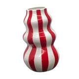 Maxbell Painted Striped Ceramic Vase Craft Home Decor for Cabinet Living Room Office Red