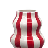 Maxbell Painted Striped Ceramic Vase Craft Home Decor for Cabinet Living Room Office Red