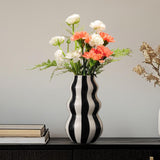 Maxbell Painted Striped Ceramic Vase Craft Home Decor for Cabinet Living Room Office Black