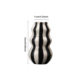 Maxbell Painted Striped Ceramic Vase Craft Home Decor for Cabinet Living Room Office Black