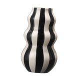 Maxbell Painted Striped Ceramic Vase Craft Home Decor for Cabinet Living Room Office Black