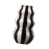 Maxbell Painted Striped Ceramic Vase Craft Home Decor for Cabinet Living Room Office Black