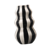 Maxbell Painted Striped Ceramic Vase Craft Home Decor for Cabinet Living Room Office Black