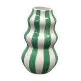 Maxbell Painted Striped Ceramic Vase Craft Home Decor for Cabinet Living Room Office Green