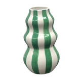 Maxbell Painted Striped Ceramic Vase Craft Home Decor for Cabinet Living Room Office Green