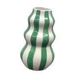 Maxbell Painted Striped Ceramic Vase Craft Home Decor for Cabinet Living Room Office Green