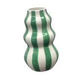 Maxbell Painted Striped Ceramic Vase Craft Home Decor for Cabinet Living Room Office Green