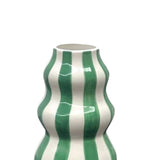 Maxbell Painted Striped Ceramic Vase Craft Home Decor for Cabinet Living Room Office Green
