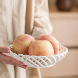 Maxbell Ceramic Fruit Bowl Desktop Woven Serving Platter for Home Wedding Graduation 15.5cmx15.5cmx5.8cm