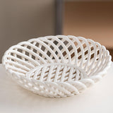 Maxbell Ceramic Fruit Bowl Desktop Woven Serving Platter for Home Wedding Graduation 15.5cmx15.5cmx5.8cm