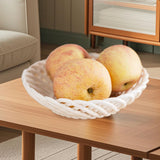 Maxbell Ceramic Fruit Bowl Desktop Woven Serving Platter for Home Wedding Graduation 19.8cmx19.8cmx5.5cm