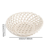 Maxbell Ceramic Fruit Bowl Desktop Woven Serving Platter for Home Wedding Graduation 19.8cmx19.8cmx5.5cm