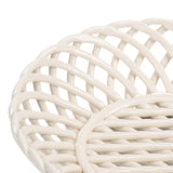 Maxbell Ceramic Fruit Bowl Desktop Woven Serving Platter for Home Wedding Graduation 19.8cmx19.8cmx5.5cm